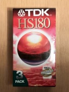 Nowy 3-pak kaset VHS TDK HS180 | Folia 