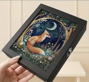 Organizer na biżuterię z lusterkiem lis idealny prezent vintage szkatułka 