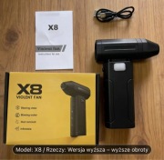 Wysokiej klasy wersja X8, szybki ręczny turbowentylator, przenośny