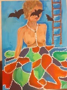 Akryl na drewnie, abstrakcja 