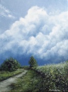 KRAJOBRAZ PRZED BURZĄ. Obraz olejny 30x40 cm. E. Suszek. Galeria autorska. 