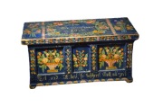 PIĘKNA PRZEDWOJENNA SKRZYNIA WIANNA MOTYW LUDOWY 1924R. DAR DLA NOWOŻEŃCÓW 