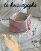 Duża kosmetyczka pikowana różowa z lnu