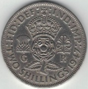 Wielka Brytania 2 szylingi two shillings (floren) 1947 28,4 mm - nr 5