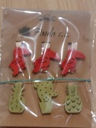 DREWNIANE SPINACZE KLAMERKI kaktus ptak  6SZT