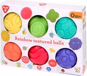 SENSORYCZNE GUMOWE PIŁECZKI Z TEKSTURĄ GNIOTKI DO ŚCISKANIA ZESTAW 6 SZT 0+