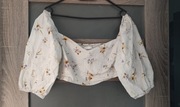 Top w kwiatki bufiaste rękawy H&M r. XL