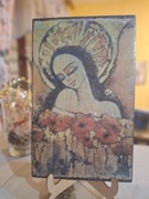 Obraz na desce Anioł w makach 