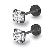 Kolczyki unisex – czarne minimalistyczne z kolorowym topem