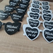 Personalizowane okulary w kształcie serca na wesela, urodziny