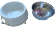 Miseczki dla pieska kotka błękitna i szara metalowa + plastikowa miska 