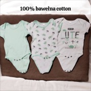 Zestaw 3 body śpioszki 3-6 miesięcy 100% bawełna rozmiar 68