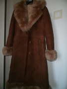 PIĘKNY NATURALNY KAMEL KOŻUCH OBSZYCIA AFGHAN STYLE PENNY LANE CUDO! 36/38