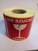 Etykiety ostrzegawcze: NIE RZUCAĆ FRAGILE 73x73 500szt.
