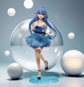 Figurka anime postać kobieta Niebieska kolekcjonerska Prezent Warkocze 20cm