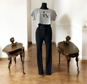 Spodnie francuska marka czarne dżinsowe 100% bawełna rurki proste S/M