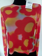 Kolorowa bluzka siatkowa top kwiaty