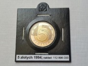 5 zł złotych 1994 stan I menniczy - likwidacja kolekcji
