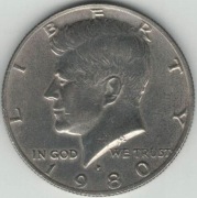USA Half dollar 1/2 dolara 50 centów 1980 P - 30,61 mm