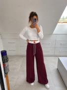 Spodnie wide leg BG Fibi bordowe | Brandenburg Couture