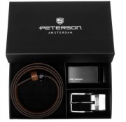 Peterson Pasek skórzany męski dwustronny wymienny zestaw BLACK-BROWN 135 cm