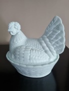 Duża kura prl kurka Ząbkowice stan idealny  biała bomboniera 