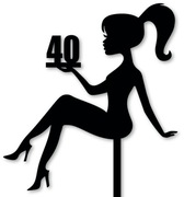 Topper na tort - czarny kobieta 40 lat