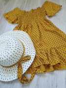 Sukienka W Groszki+ kapelusz+kokardka