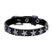 Skórzana bransoletka punk retro z pięciokątnymi gwiazdami Czarny.
