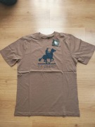 U.S. GRAND - MĘSKI BRĄZOWY T - SHIRT Z NADRUKIEM FIRMOWYM - ROZMIAR L