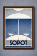 Plakat A3 Sopot nad morzem vintage