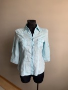 CANDA piekna błękitna koszula damska Iniana 100 % len M L 38 40