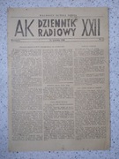 1944 AK DZIENNIK RADIOWY POWSTANIE WARSZAWSKIE 