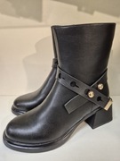 Botki skórzane na słupku Maciejka 