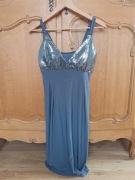 Sukienka na ramiączkach szara z cekinami cekiny S