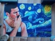 Plakat-unikat artystyczny Freddie Mercury Queen, styl Van Gogh, mega jakość