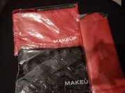 Kosmetyczki makeup 21x12 cm czarna czerwona 3szt Eco skórka 