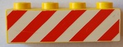 LEGO 3010p15 Żółty klocek 1 x 4 z czerwono-białym wzorem