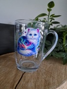 Szklanka kubek Handmade 300ml Biały kot