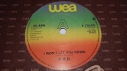 P.H.D. - I Won't Let You Down / Hideaway - SP 1981 UK