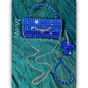 Torebka z koralików, chabrowa torebka MM-ART 