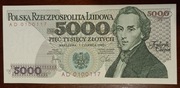 5000 zł złotych - 1982 r. seria AD 0100117 - stan 1 