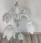 Żyrandol + kinkiet biały w kwiaty