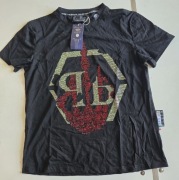 T-shirt z nadrukiem czarny Plein, rozmiar: L stan nowy z metką