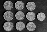 10 monet 5 zł,-2 zł,-1 zł