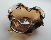 Popielniczka  brązowe szkło VINTAGE PRL