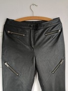 : Luksusowe Skórzane Spodnie Biker R. S/M | Miękka Skóra Jagnięca Zamki YKK