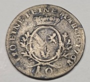 1/12 Talara, 10 Krajcarów z 1768, SREBRO, Marchia Badenii, RZADKA