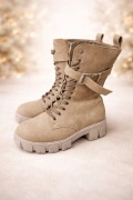 Beżowe kamasze Bonprix workery damskie 38 24,5cm botki jesień zima