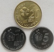 Malezja 5, 10, 20 sen 2018, KM#201, 202, 203